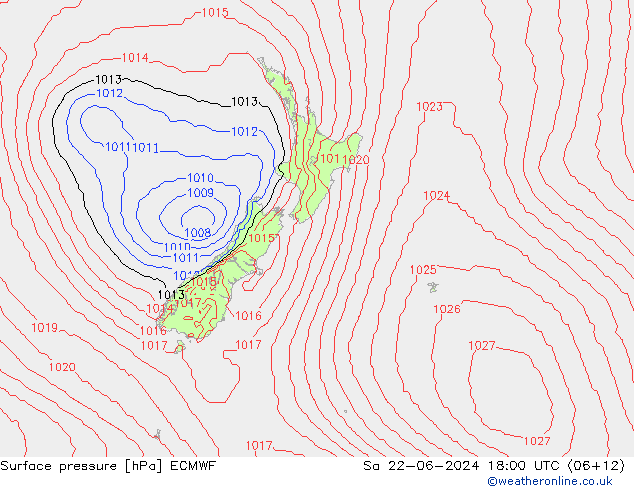 ciśnienie ECMWF so. 22.06.2024 18 UTC