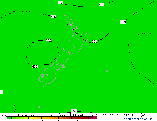 Height 500 hPa Spread ECMWF So 22.06.2024 18 UTC