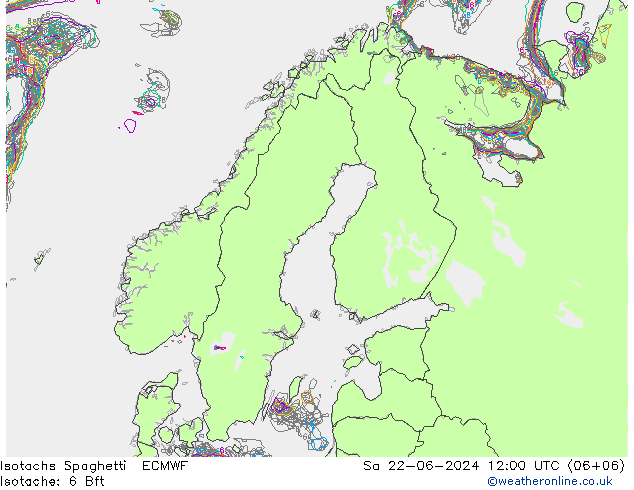 Eşrüzgar Hızları Spaghetti ECMWF Cts 22.06.2024 12 UTC