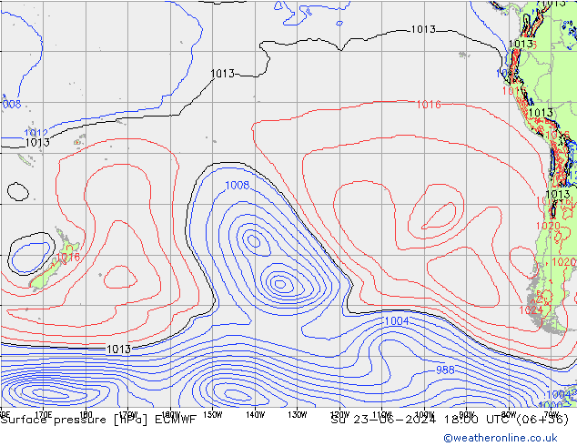 Yer basıncı ECMWF Paz 23.06.2024 18 UTC