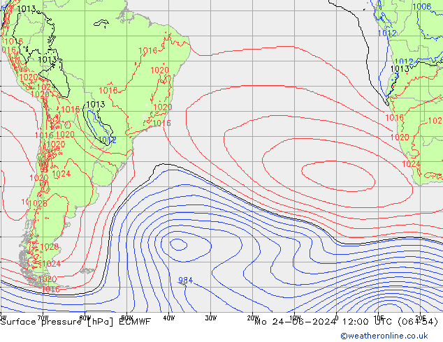 Pressione al suolo ECMWF lun 24.06.2024 12 UTC