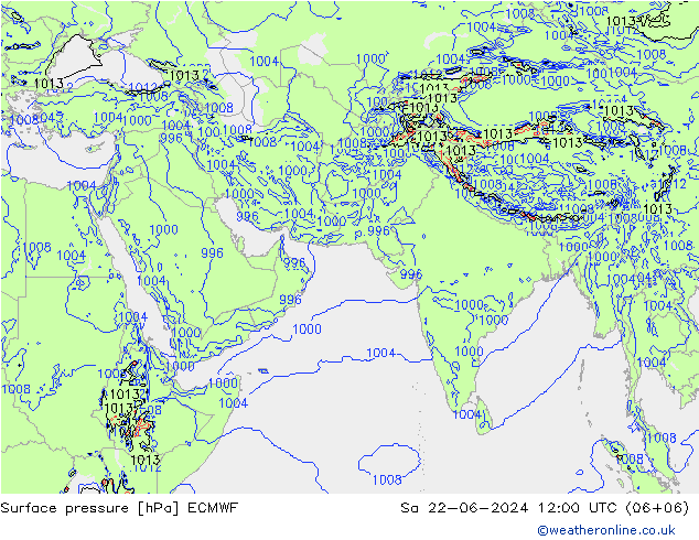 Pressione al suolo ECMWF sab 22.06.2024 12 UTC