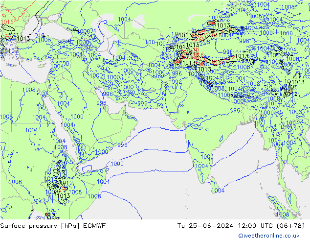 Yer basıncı ECMWF Sa 25.06.2024 12 UTC