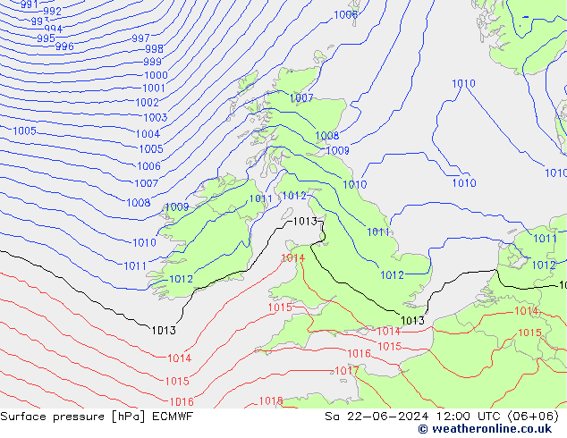 ciśnienie ECMWF so. 22.06.2024 12 UTC