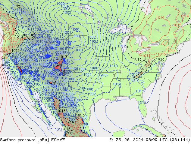 Pressione al suolo ECMWF ven 28.06.2024 06 UTC