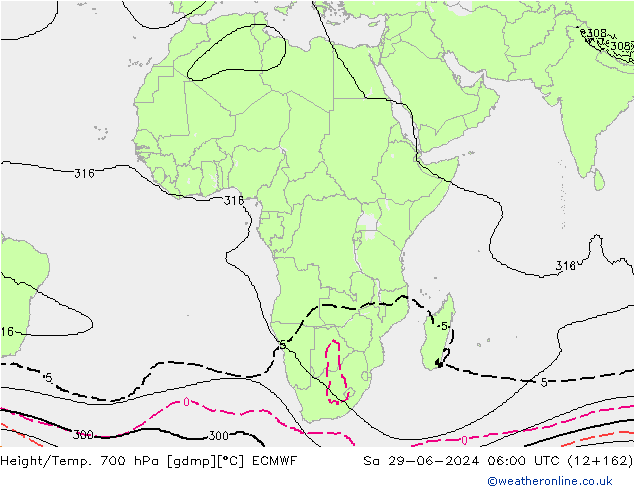 Height/Temp. 700 hPa ECMWF Sa 29.06.2024 06 UTC