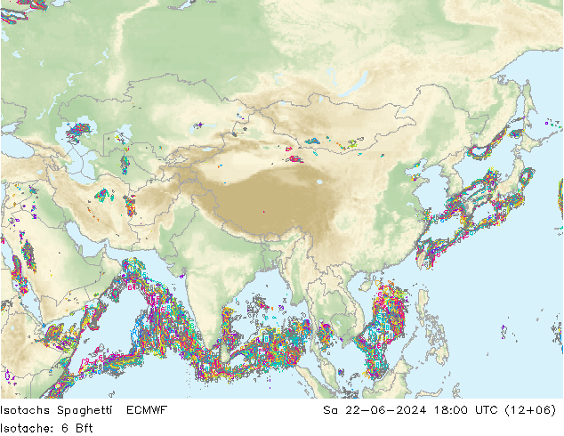 Isotachs Spaghetti ECMWF Sa 22.06.2024 18 UTC