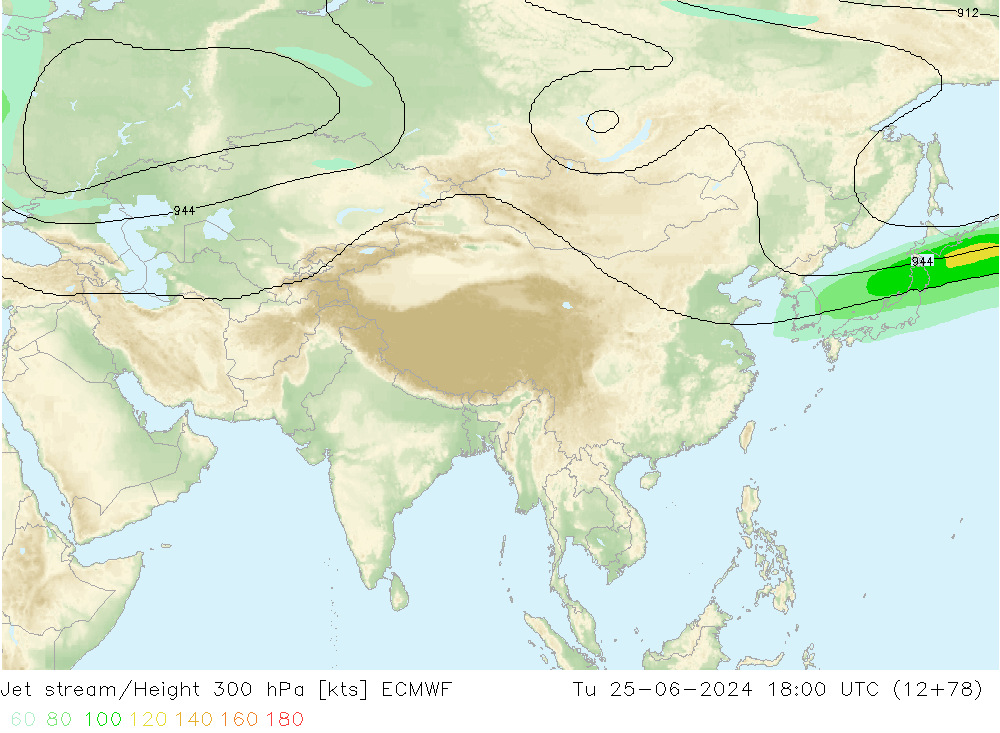 Jet stream ECMWF Ter 25.06.2024 18 UTC