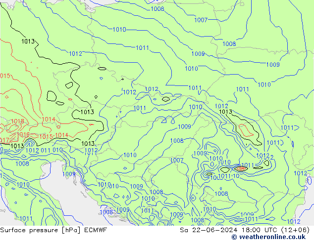 ciśnienie ECMWF so. 22.06.2024 18 UTC