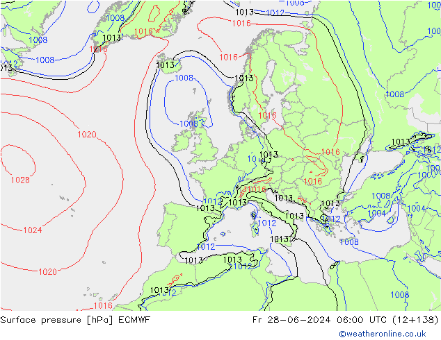 Luchtdruk (Grond) ECMWF vr 28.06.2024 06 UTC