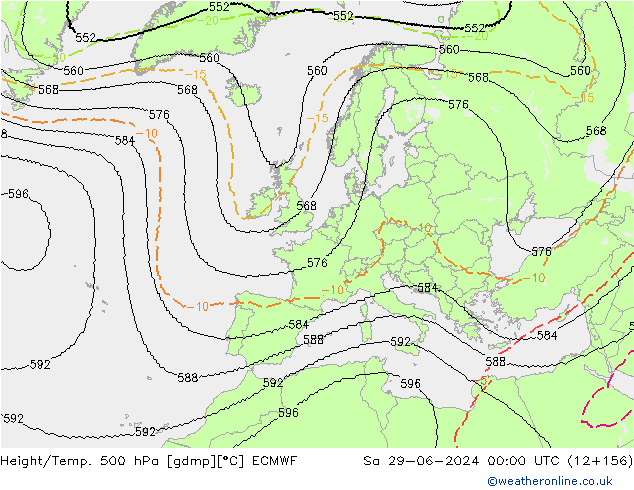 Height/Temp. 500 hPa ECMWF So 29.06.2024 00 UTC