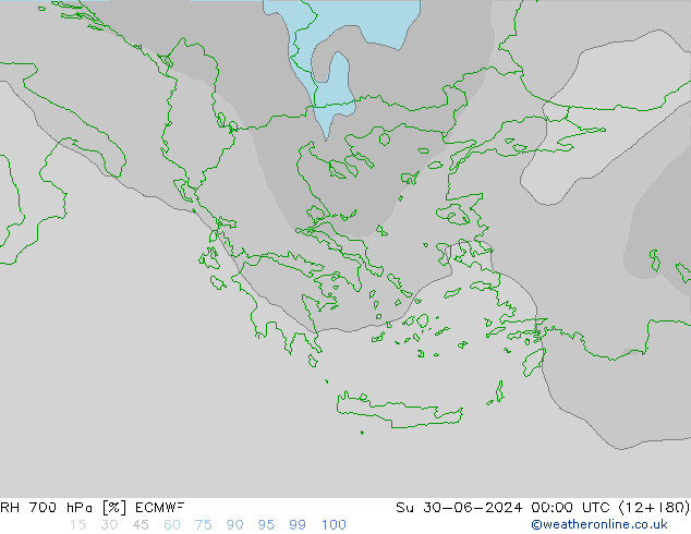 RH 700 hPa ECMWF dom 30.06.2024 00 UTC