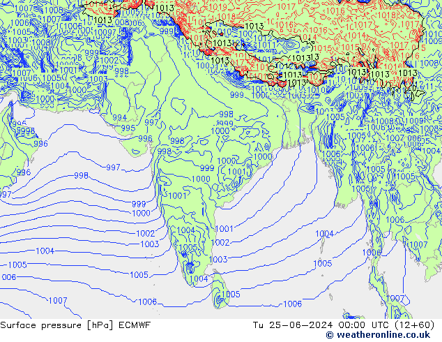 Presión superficial ECMWF mar 25.06.2024 00 UTC