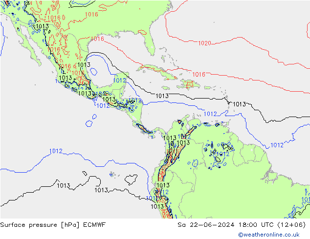 ciśnienie ECMWF so. 22.06.2024 18 UTC