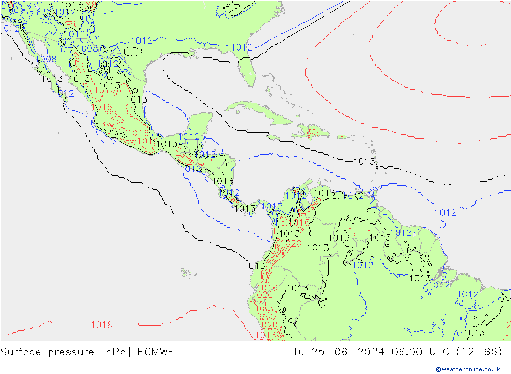 Surface pressure ECMWF Tu 25.06.2024 06 UTC