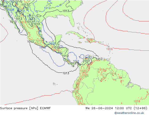 Luchtdruk (Grond) ECMWF wo 26.06.2024 12 UTC