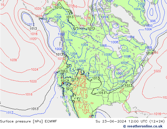 地面气压 ECMWF 星期日 23.06.2024 12 UTC