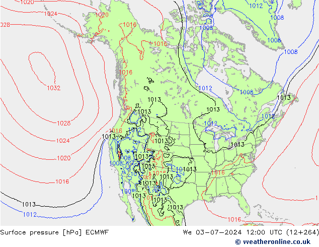 pression de l'air ECMWF mer 03.07.2024 12 UTC