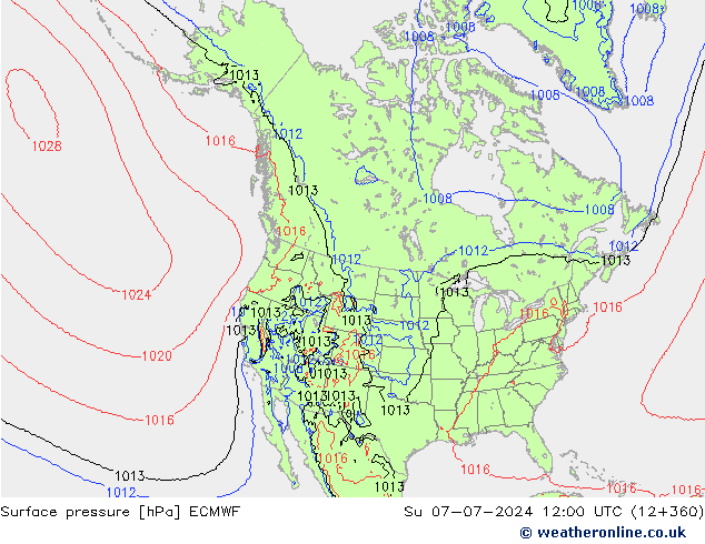 pression de l'air ECMWF dim 07.07.2024 12 UTC