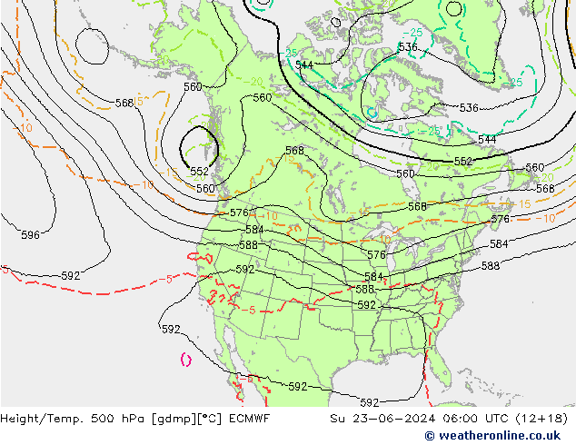 Height/Temp. 500 hPa ECMWF Su 23.06.2024 06 UTC