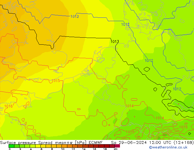 pressão do solo Spread ECMWF Sáb 29.06.2024 12 UTC