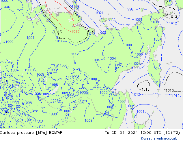 pression de l'air ECMWF mar 25.06.2024 12 UTC