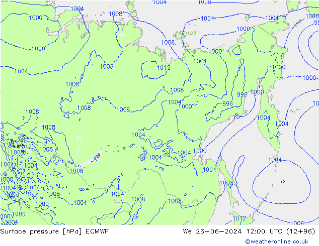 pression de l'air ECMWF mer 26.06.2024 12 UTC