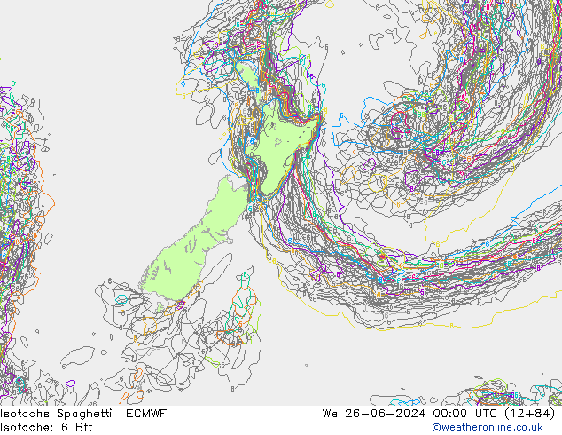 Isotachs Spaghetti ECMWF We 26.06.2024 00 UTC