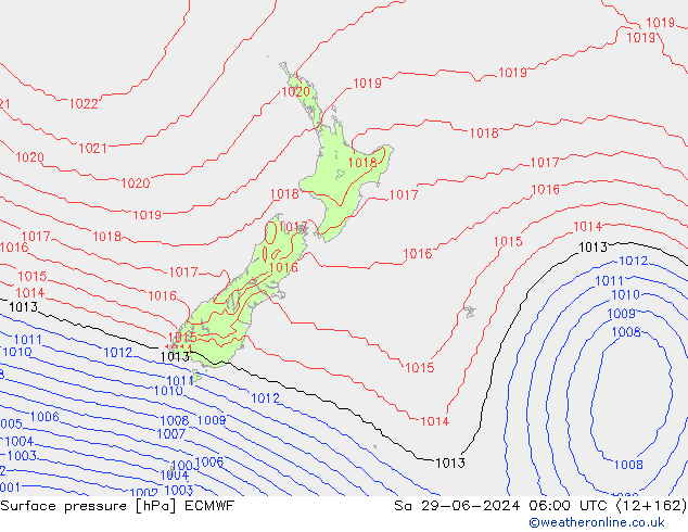 pressão do solo ECMWF Sáb 29.06.2024 06 UTC