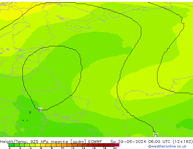 Height/Temp. 925 hPa ECMWF Sa 29.06.2024 06 UTC