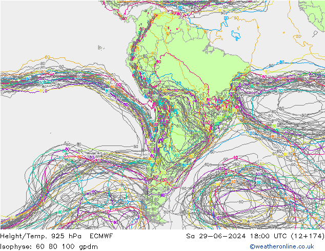 Height/Temp. 925 hPa ECMWF Sa 29.06.2024 18 UTC