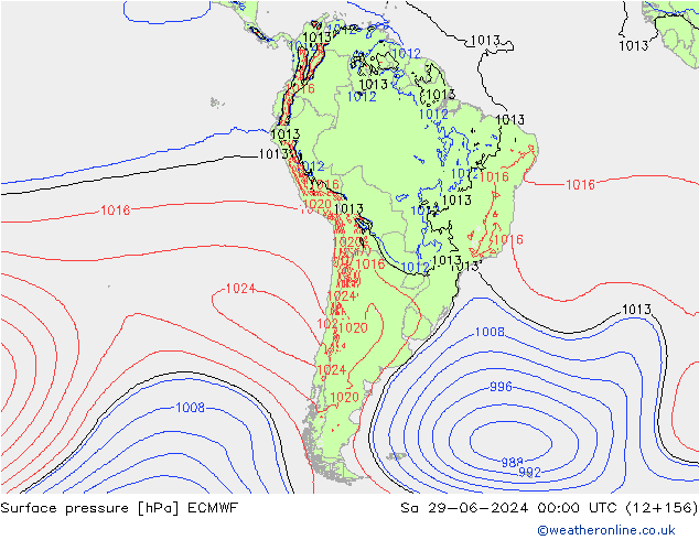 ciśnienie ECMWF so. 29.06.2024 00 UTC