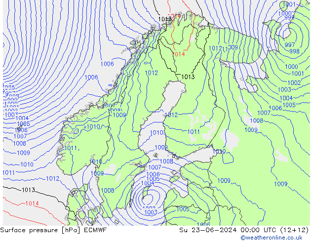 地面气压 ECMWF 星期日 23.06.2024 00 UTC