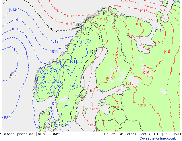 pression de l'air ECMWF ven 28.06.2024 18 UTC