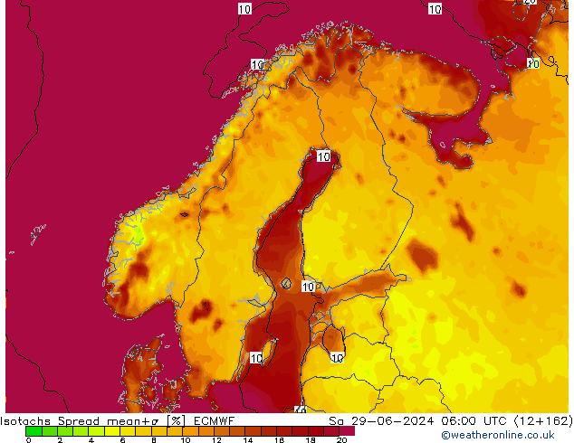 Isotachs Spread ECMWF Sáb 29.06.2024 06 UTC