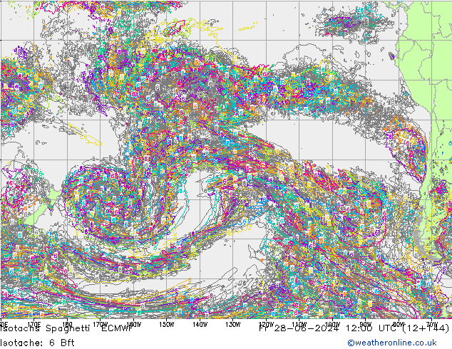 Isotachen Spaghetti ECMWF vr 28.06.2024 12 UTC