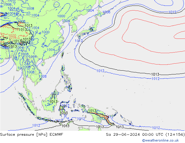 Pressione al suolo ECMWF sab 29.06.2024 00 UTC