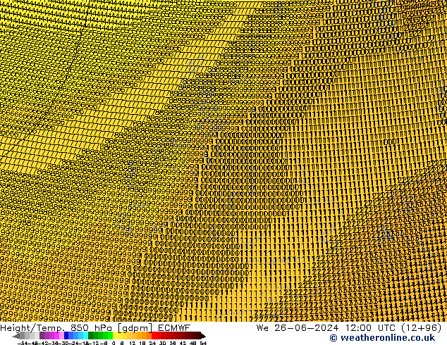 Height/Temp. 850 hPa ECMWF  26.06.2024 12 UTC