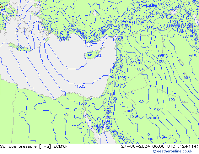 Surface pressure ECMWF Th 27.06.2024 06 UTC