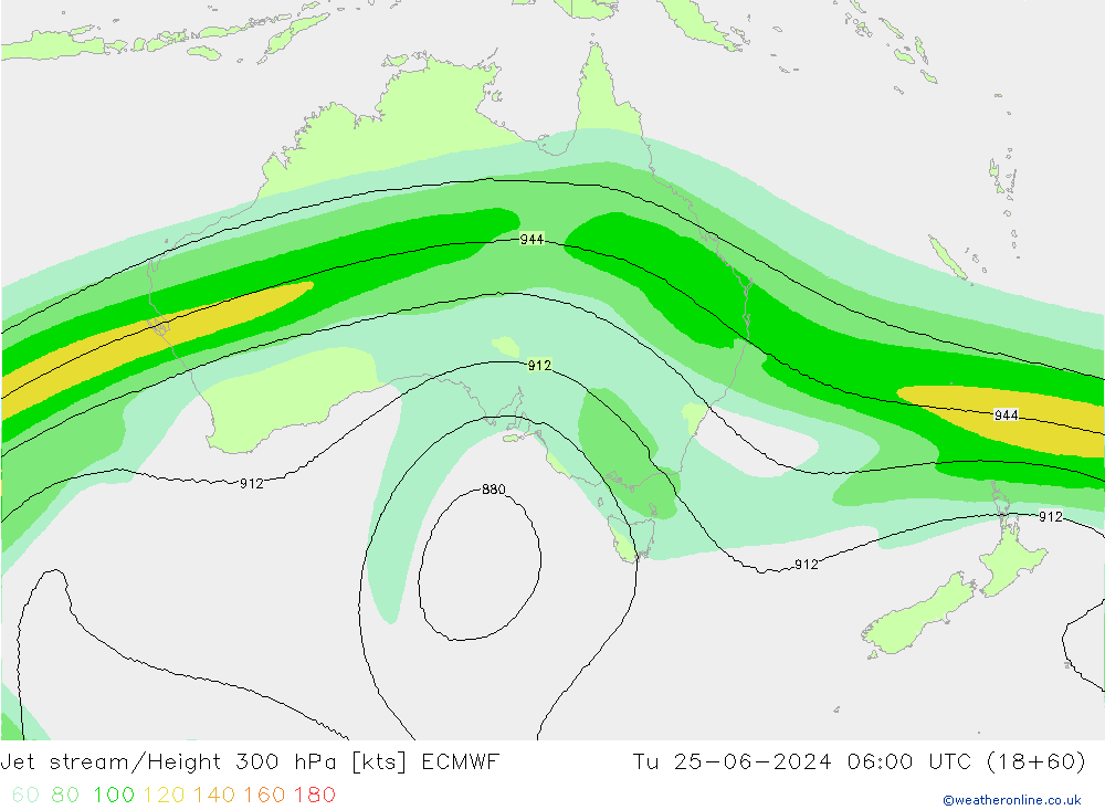 Prąd strumieniowy ECMWF wto. 25.06.2024 06 UTC