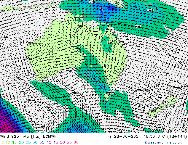 Wind 925 hPa ECMWF Fr 28.06.2024 18 UTC