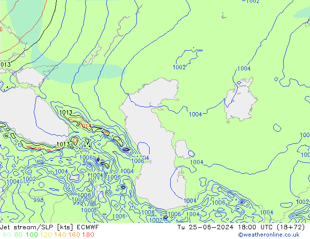 Prąd strumieniowy ECMWF wto. 25.06.2024 18 UTC