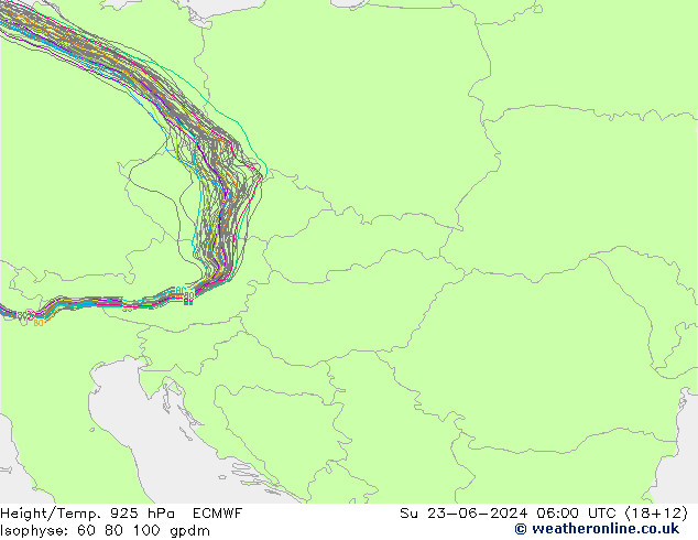 Height/Temp. 925 гПа ECMWF Вс 23.06.2024 06 UTC