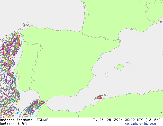 Isotachs Spaghetti ECMWF mar 25.06.2024 00 UTC