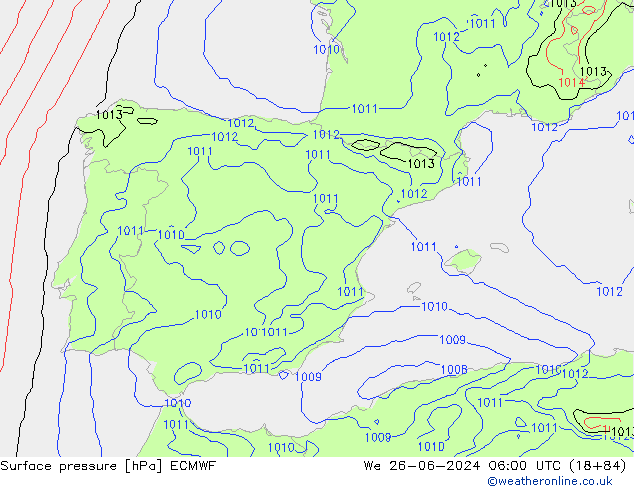 ciśnienie ECMWF śro. 26.06.2024 06 UTC