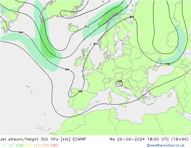 Jet Akımları ECMWF Çar 26.06.2024 18 UTC