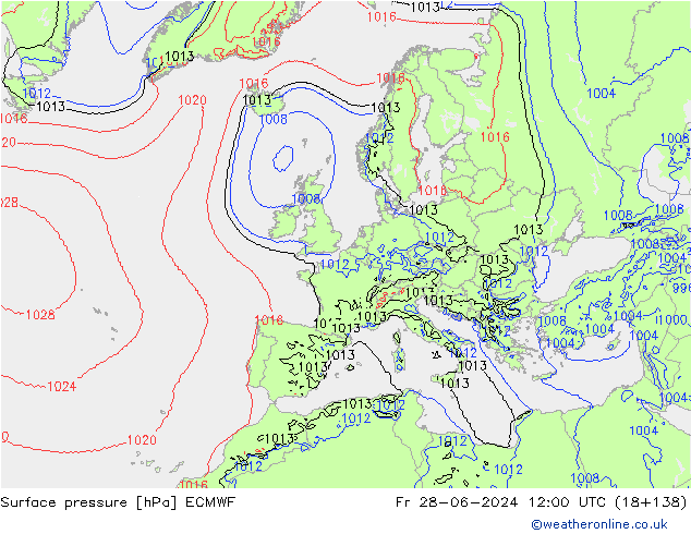 pression de l'air ECMWF ven 28.06.2024 12 UTC