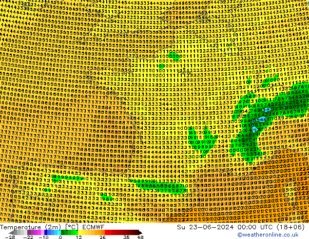 Temperaturkarte (2m) ECMWF So 23.06.2024 00 UTC