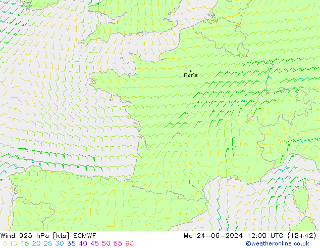  925 hPa ECMWF  24.06.2024 12 UTC