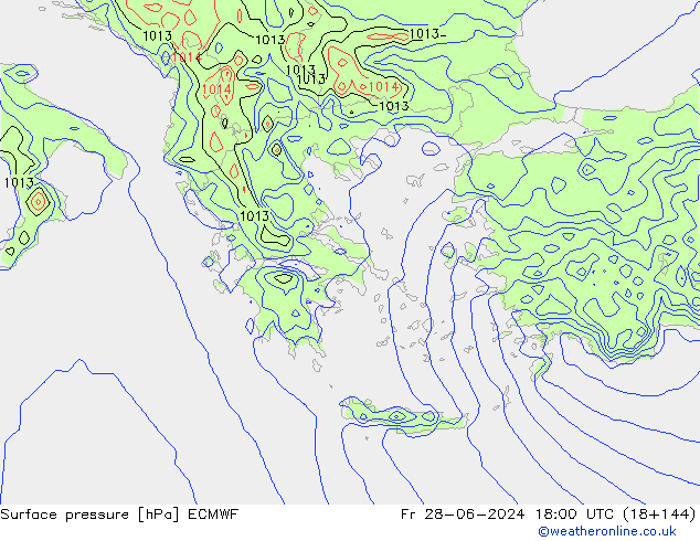 приземное давление ECMWF пт 28.06.2024 18 UTC